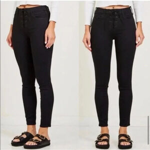 MOTHER High Waisted Lace Up Looker Skinny Jeans Not Guilty Black Size 29